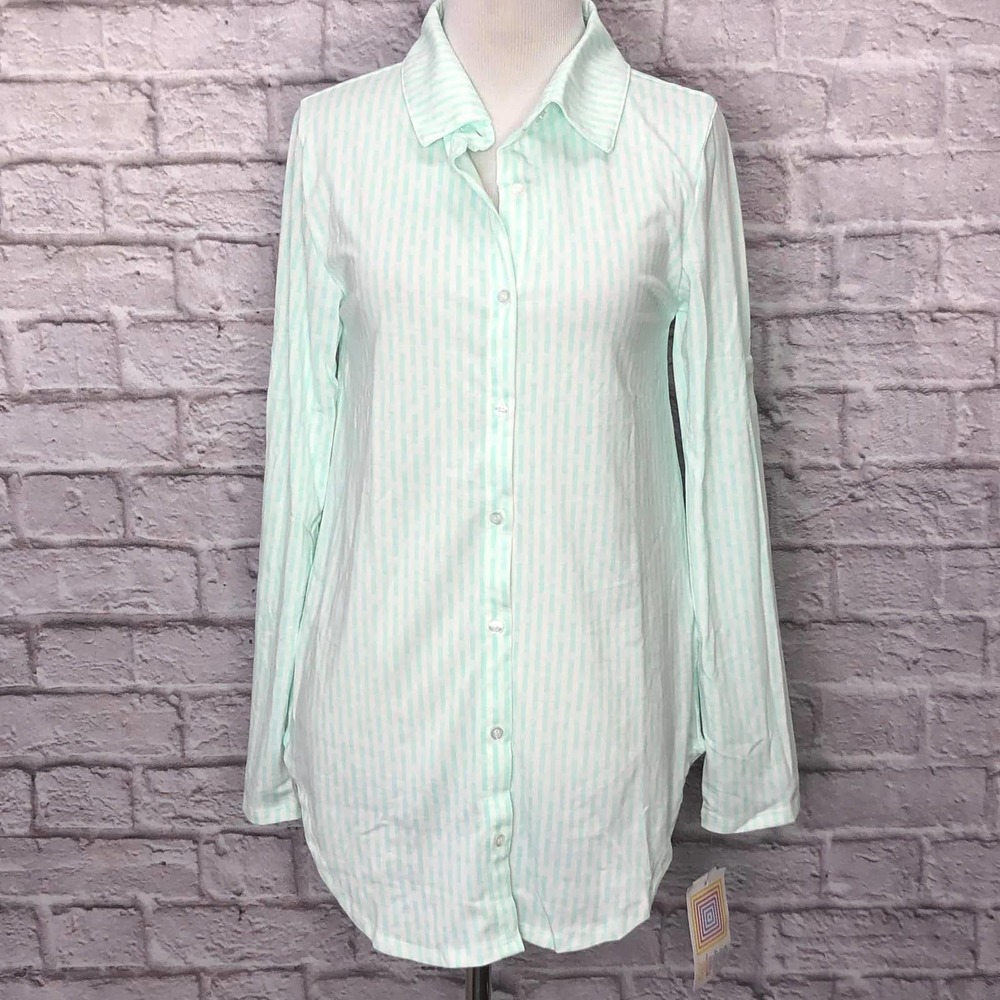 Green Stripe LuLaRoe Valentina Top, Small, NWT